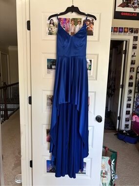 Blue high low prom dress